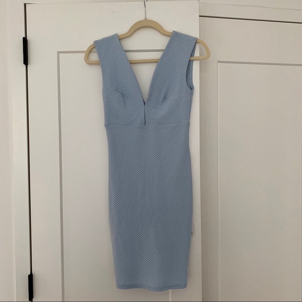 Tight Powder Blue Textured Dress